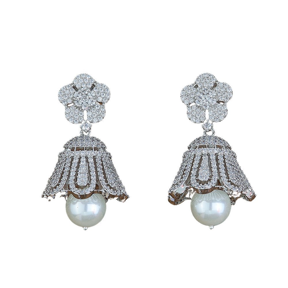 CZ Earring With Pearl - Image 4
