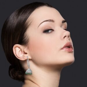 Alternative view of Beena Chaandbali Earrings with CZ & Stone