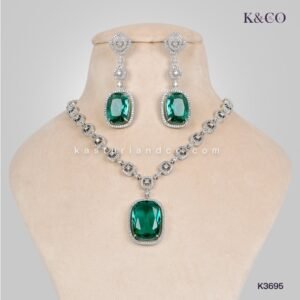 CZ Necklace with large stone, green