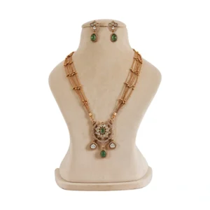 Layered Necklace with Ethnic Polki and Stone Pendant(Sold)