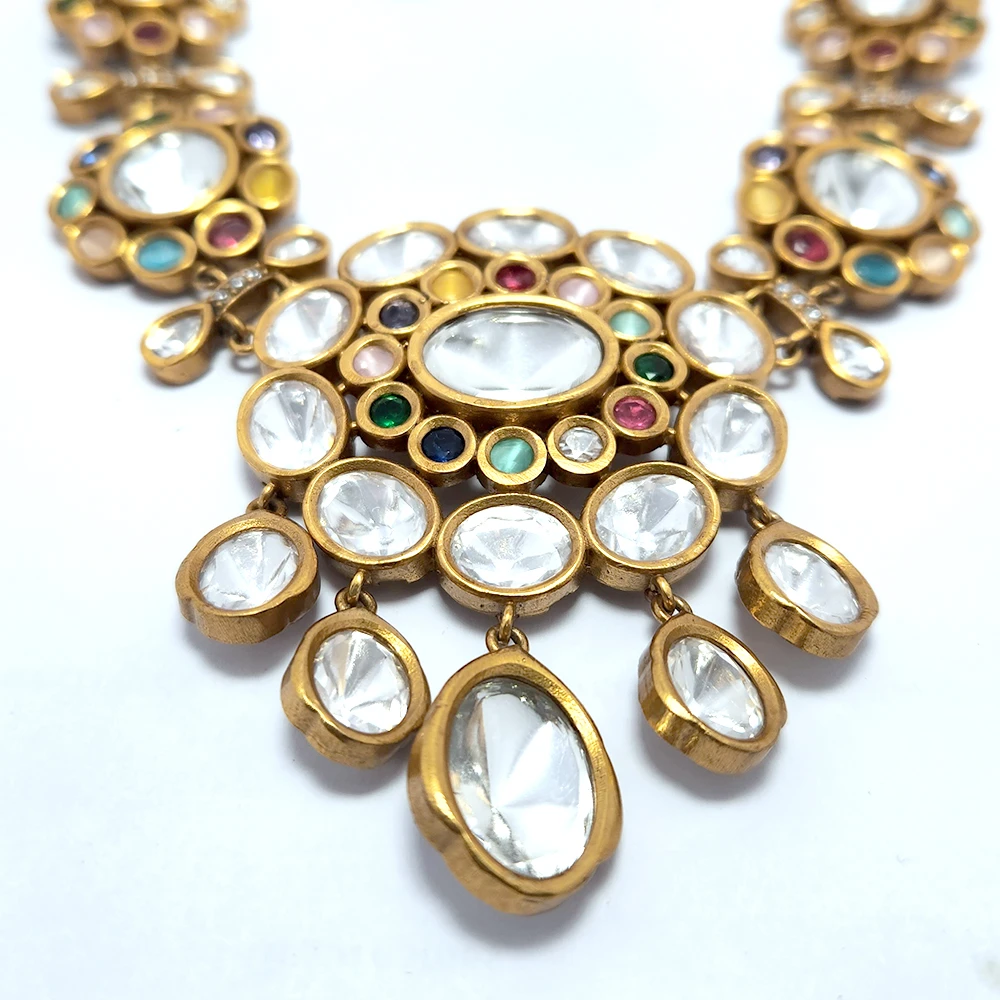 Ria Polki Necklace with Moissanites Multicolour - Image 4
