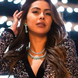 Lovisa Layered Necklace, CZ & Stones, Silver plated Green