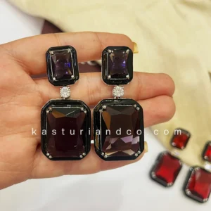 Alternative view of Julie Crystal Stone Statement Earrings, Red