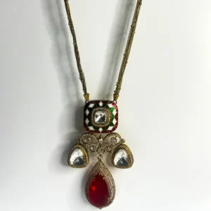 Alternative view of Meenakari & Polki Ruby Necklace Set