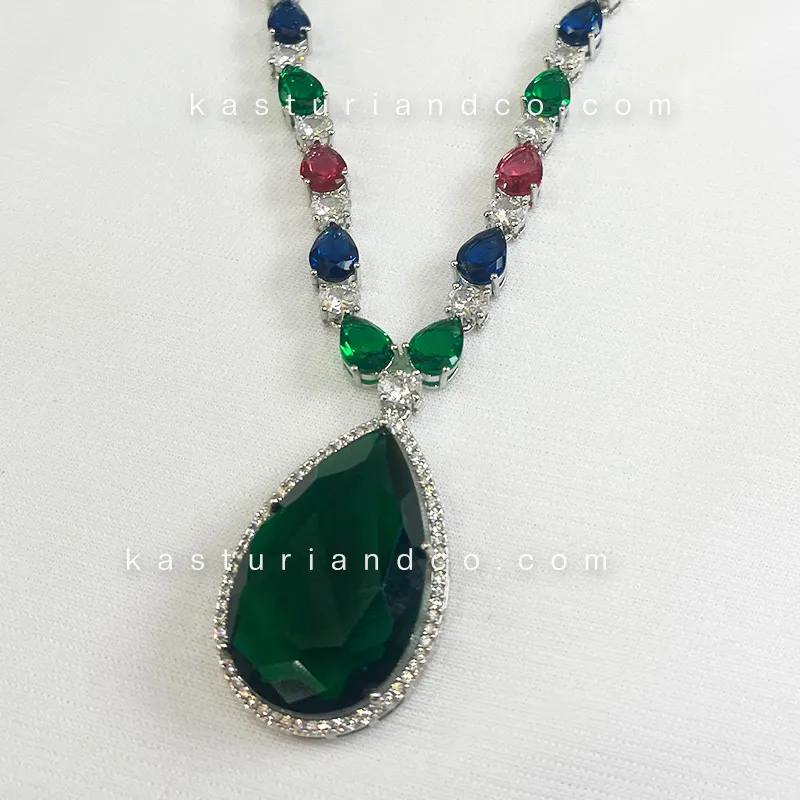 Jenny Multicolour Stone Necklace, Silver Plated - Image 4