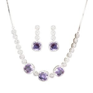 Alternative view of CZ Necklace with stones