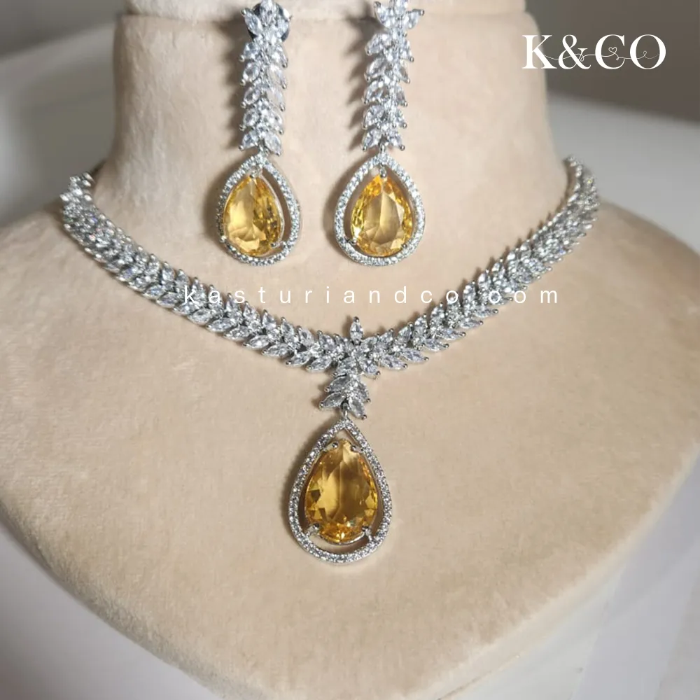 Yellow Quartz Stone Necklace