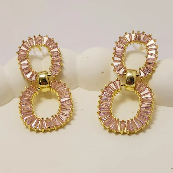 Baguette layered loop Earrings, Pink