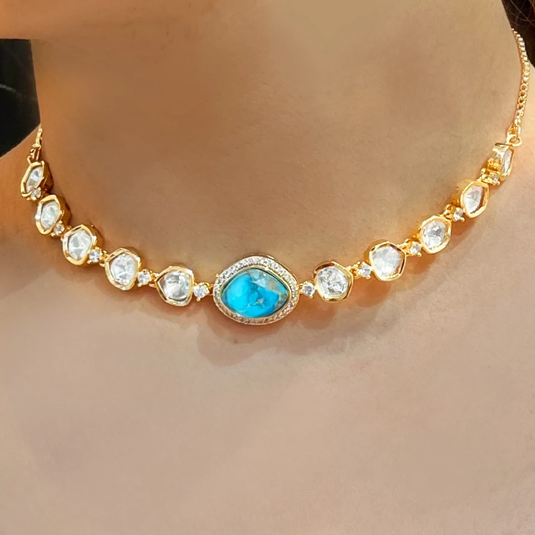 Polki Choker Necklace Marble Stone - Image 2