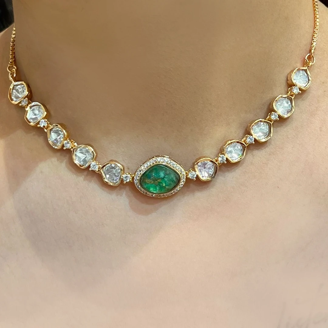 Polki Choker Necklace Marble Stone