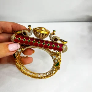 Alternative view of Polki Peacock Kada Bangle