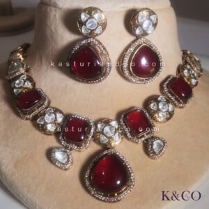 Alternative view of Sabyasachi inspired Polki Choker with artwork