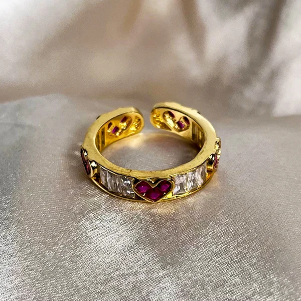 Ruby Heart Baguette Ring
