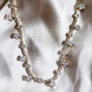 Tennis Necklace with Stones, 2 Tone