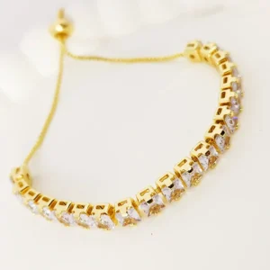 Adjustable Tennis Bracelet, Gold Plated