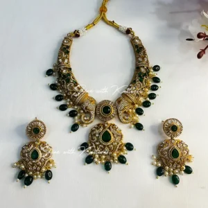 Alternative view of Antique Hasli Choker Multi Color Stone, Green