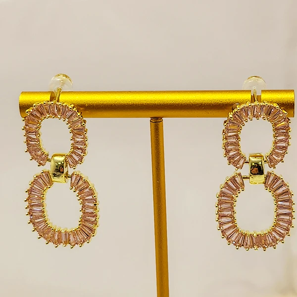 Baguette layered loop Earrings, Pink - Image 2