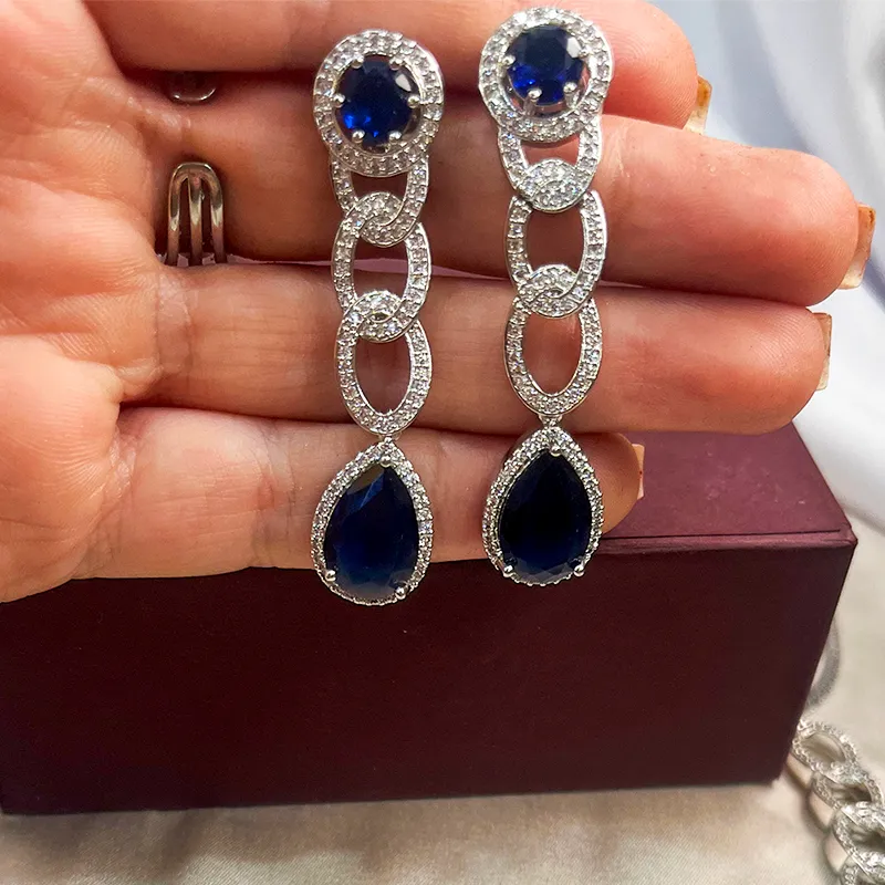 Jia Cubic Zirconia Choker Necklace, Blue - Image 4