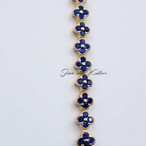 Green Sapphire Floral Bracelet, Gold-Plated