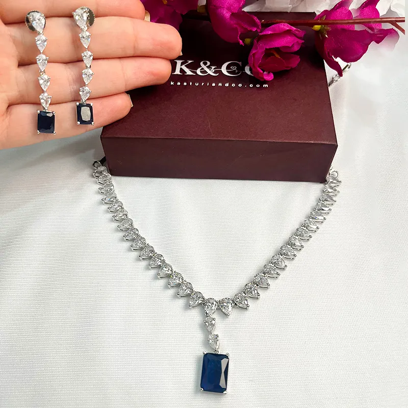 Luna Blue CZ Necklace - Image 3