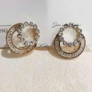 Alternative view of Aurora Crystal Circle Stud Earrings