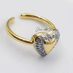Dual Tone Heart Adjustable Ring