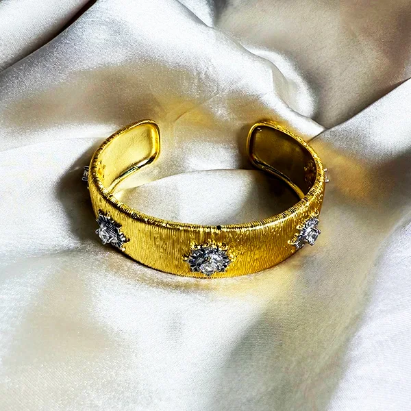 Embellished Dual Tone Bangle, Gold