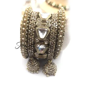 Embellished Kundan Bangle with Jhumka Drops