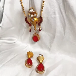 Alternative view of Ethnic Ganpati Necklace with Earrings, Blue