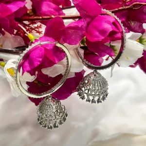 Beena Chaandbali Earrings with CZ & Stone