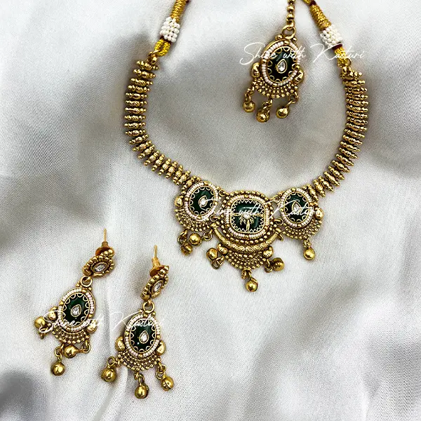 Gold plated Choker Set with inlay on Stones - Image 2