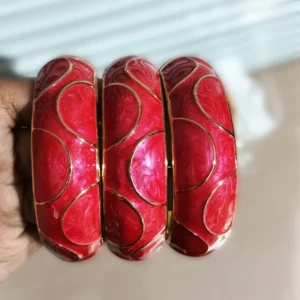 Hot Pink Marble Finish Gold Bangle