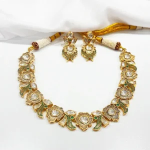 Designer Choker Necklace Flowers Green