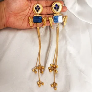 Alternative view of Kashmir Long Jhumkis, Blue