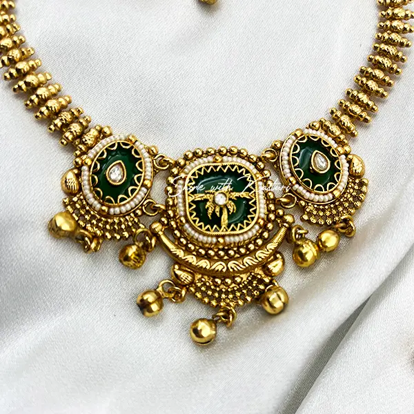 Gold plated Choker Set with inlay on Stones - Image 3