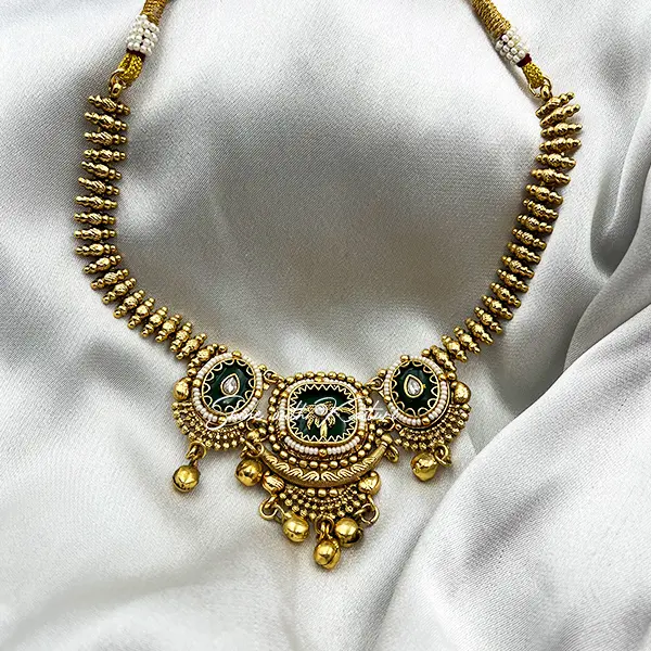 Gold plated Choker Set with inlay on Stones - Image 6