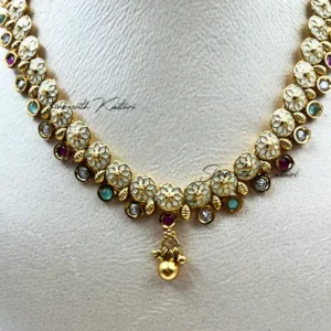 Alternative view of Kundan Floral Gold-Plated Necklace & Jhumka Set