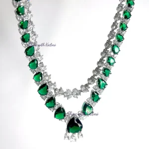 Alternative view of Eva Layered Necklace with stones and CZ