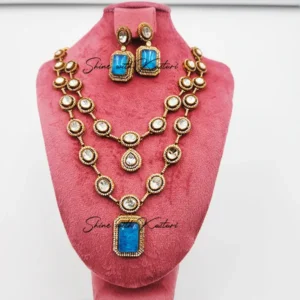 Shilpi Layered Polki Necklace with Stone Drop