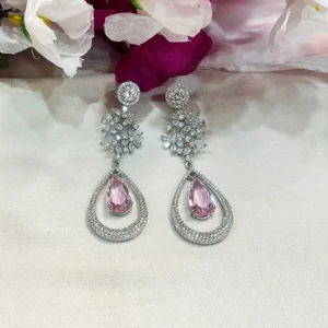 Long Drop CZ & Stone Earrings
