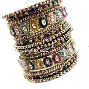 Alternative view of Multicolor Kundan Stone Bangle Set