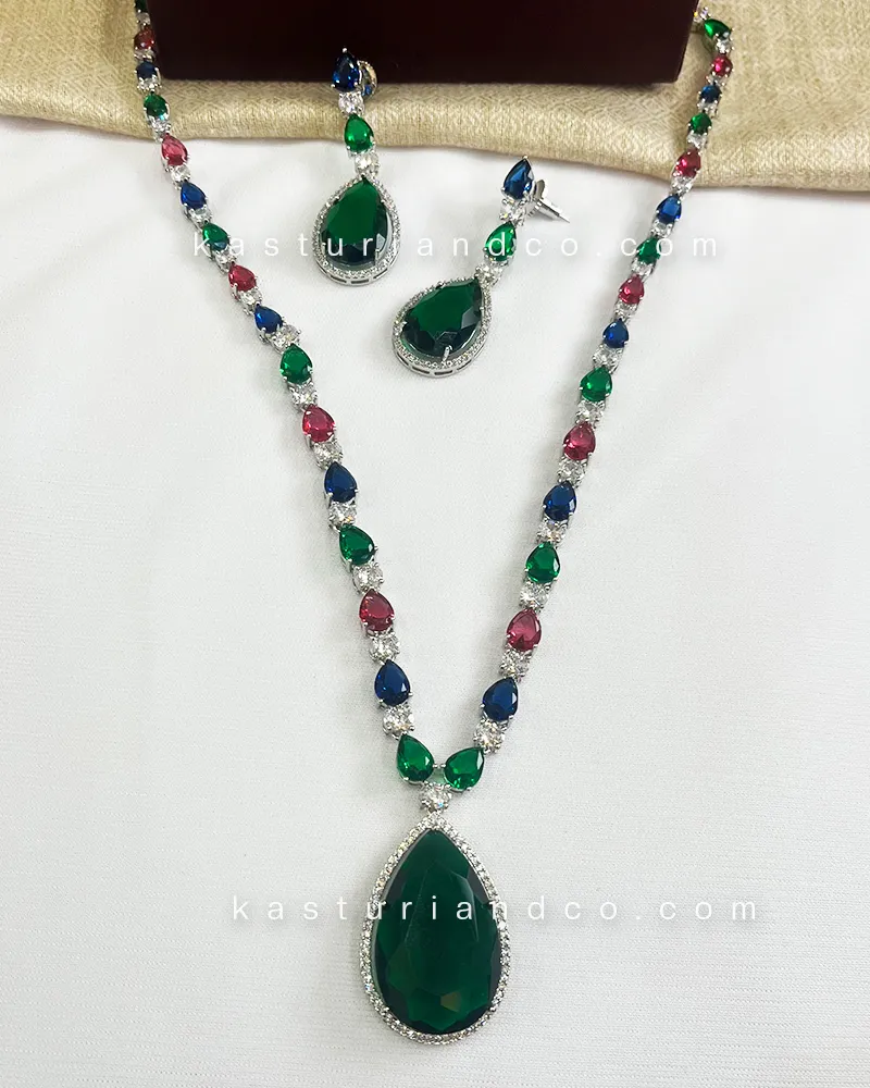 Jenny Multicolour Stone Necklace, Silver Plated - Image 7