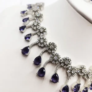 Alternative view of CZ Necklace with Florets and Stones