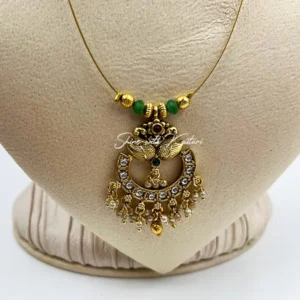 Alternative view of Golden Peacock Jadau Kundan Necklace Set