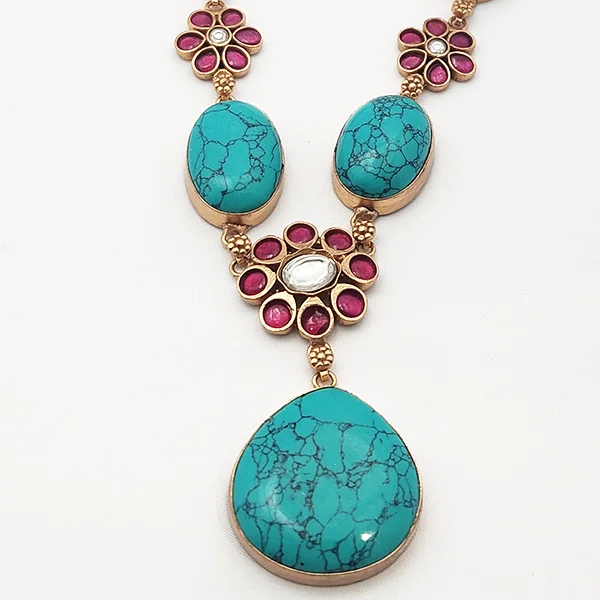 Aarna Polki Necklace with Dual-Tone Finish - Image 3