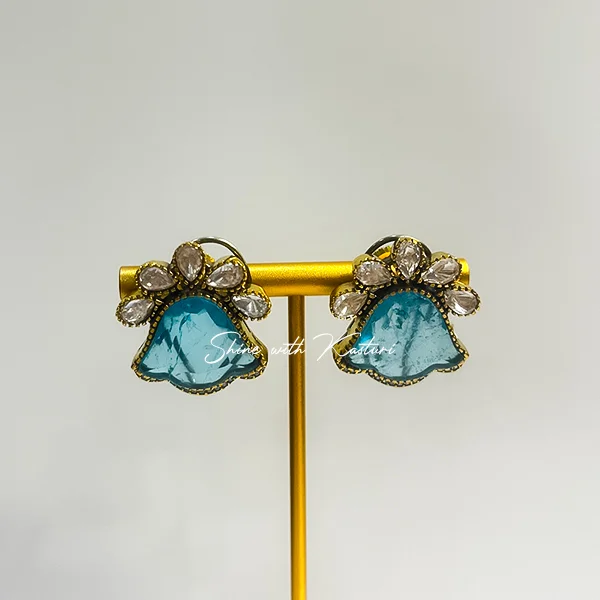 Swati Premium Stone and Polki Floral Stud Earrings