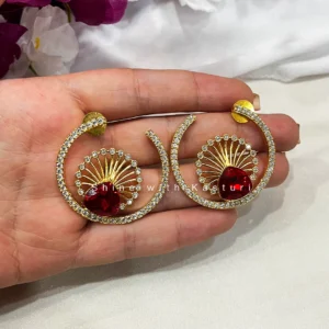 Alternative view of Diva Stylish Gold & Red Earrings