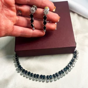 Alternative view of Royal Crystal Necklace Set, Black