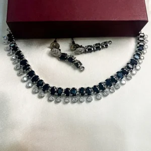 Royal Crystal Necklace Set, Black