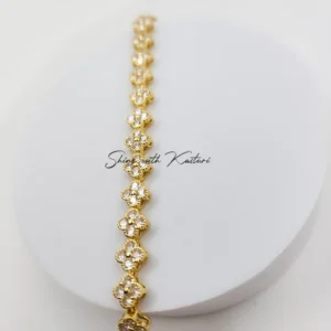 Alternative view of Green Sapphire Floral Bracelet, Gold-Plated